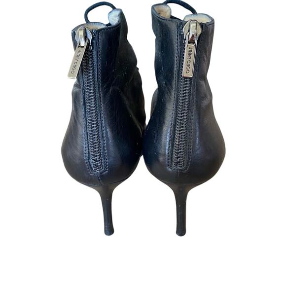 Jimmy Choo Black Leather Cut Out High Heel Sandals size 37 1/2 size 7.5 - Picture 8 of 12